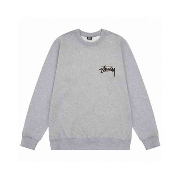 Men's Stussy Logo Print Round Neck Gray Sweatshirt - Picture 1 of 7